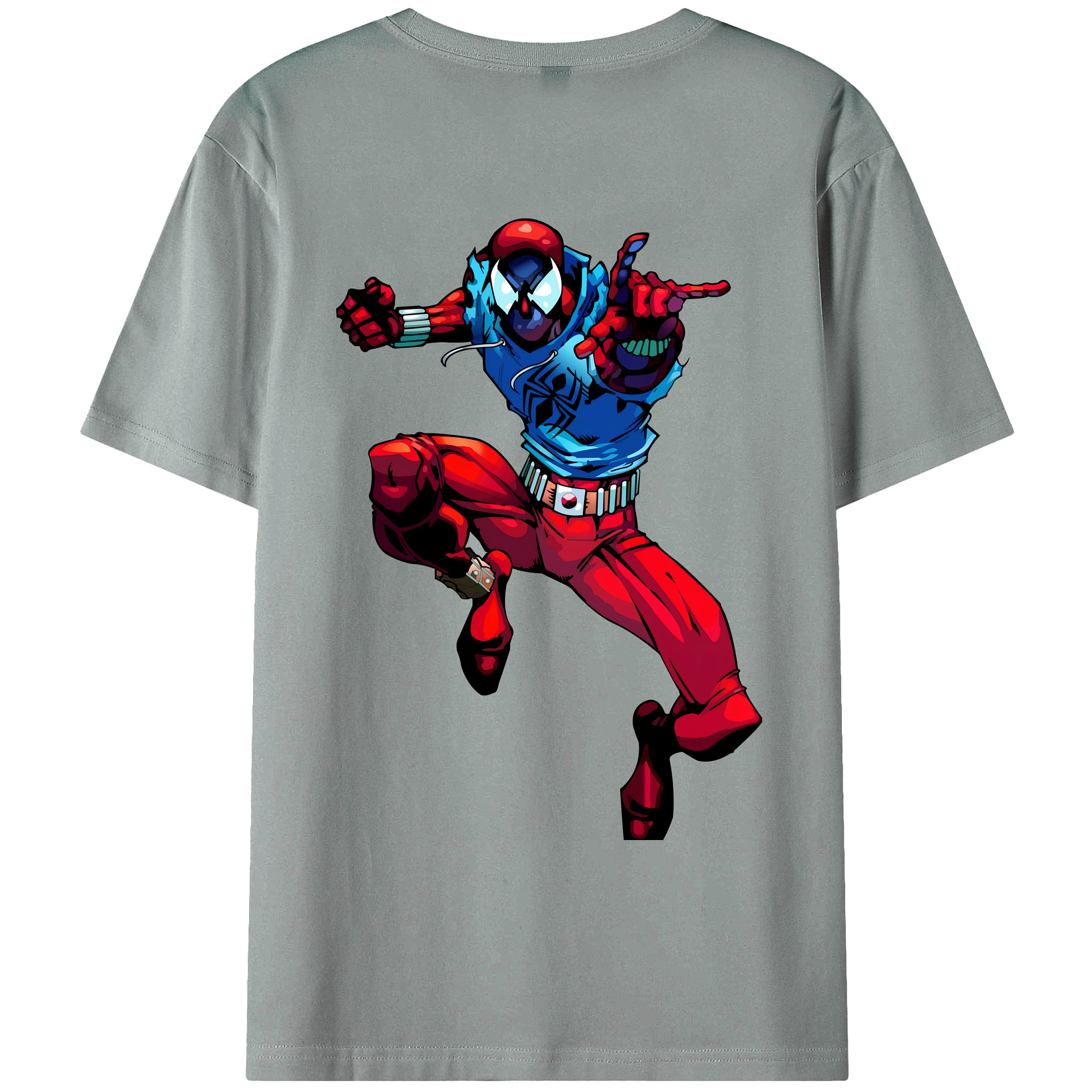 （画像用） Spider Man スパイダーマン 綿100％ メンズ半袖Tシャツ（バックプリント） 通気性